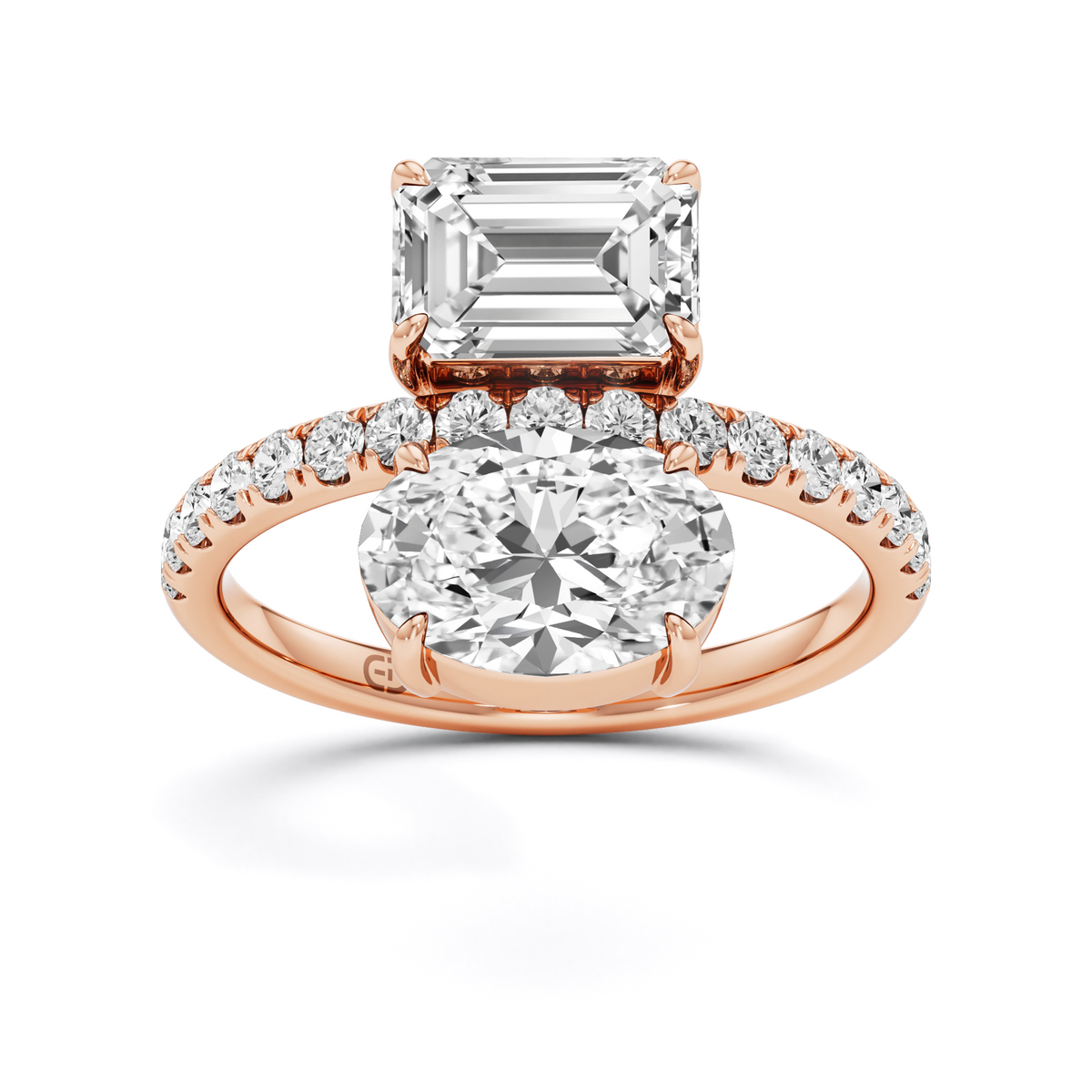 3.18 CTW Emerald & Oval Lab Diamond Solitaire Ring – 925 Silver & 18kt Gold Vermeil | GrownńDiva
