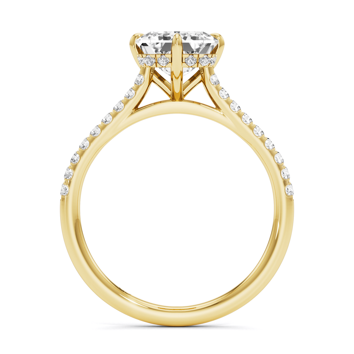 GrownńDiva 3.26 CTW Modified Emerald Cut Lab-Grown Diamond Solitaire Ring in 18kt Gold Vermeil
