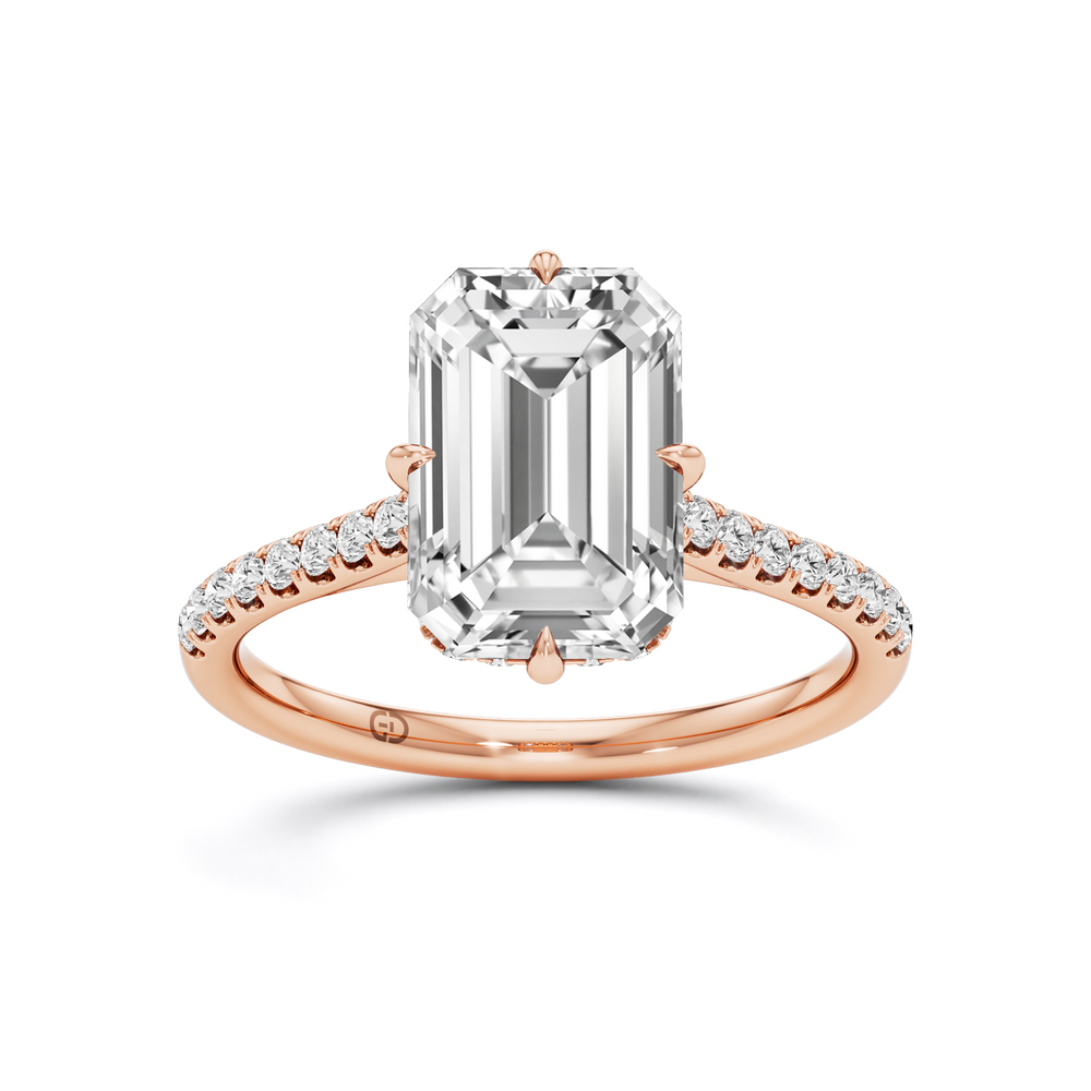 GrownńDiva 3.26 CTW Modified Emerald Cut Lab-Grown Diamond Solitaire Ring in 18kt Gold Vermeil