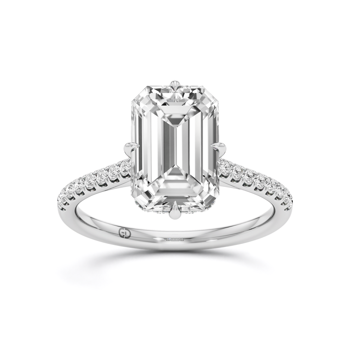 GrownńDiva 3.26 CTW Modified Emerald Cut Lab-Grown Diamond Solitaire Ring in 18kt Gold Vermeil