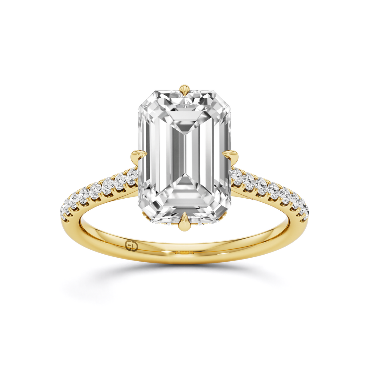 GrownńDiva 3.26 CTW Modified Emerald Cut Lab-Grown Diamond Solitaire Ring in 18kt Gold Vermeil