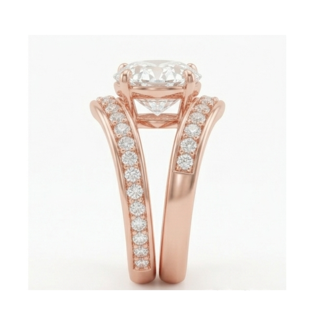 GrownńDiva 1.85 CT Oval Lab Diamond Bypass Solitaire Ring in 18K Gold Vermeil | 2.15 CTTW