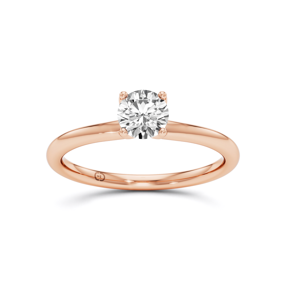 0.50 CT Round Cut Lab Diamond Solitaire Ring with a Lotus shape Basket – 925 Silver & 18kt Gold Vermeil | GrownńDiva