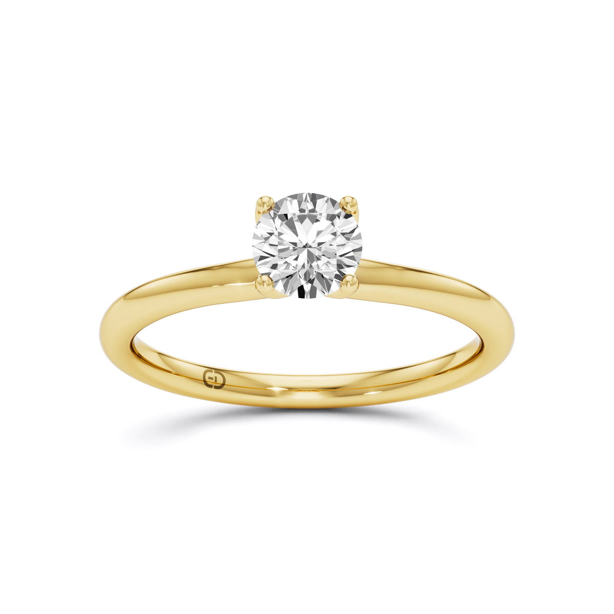 0.50 CT Round Cut Lab Diamond Solitaire Ring with a Lotus shape Basket – 925 Silver & 18kt Gold Vermeil | GrownńDiva