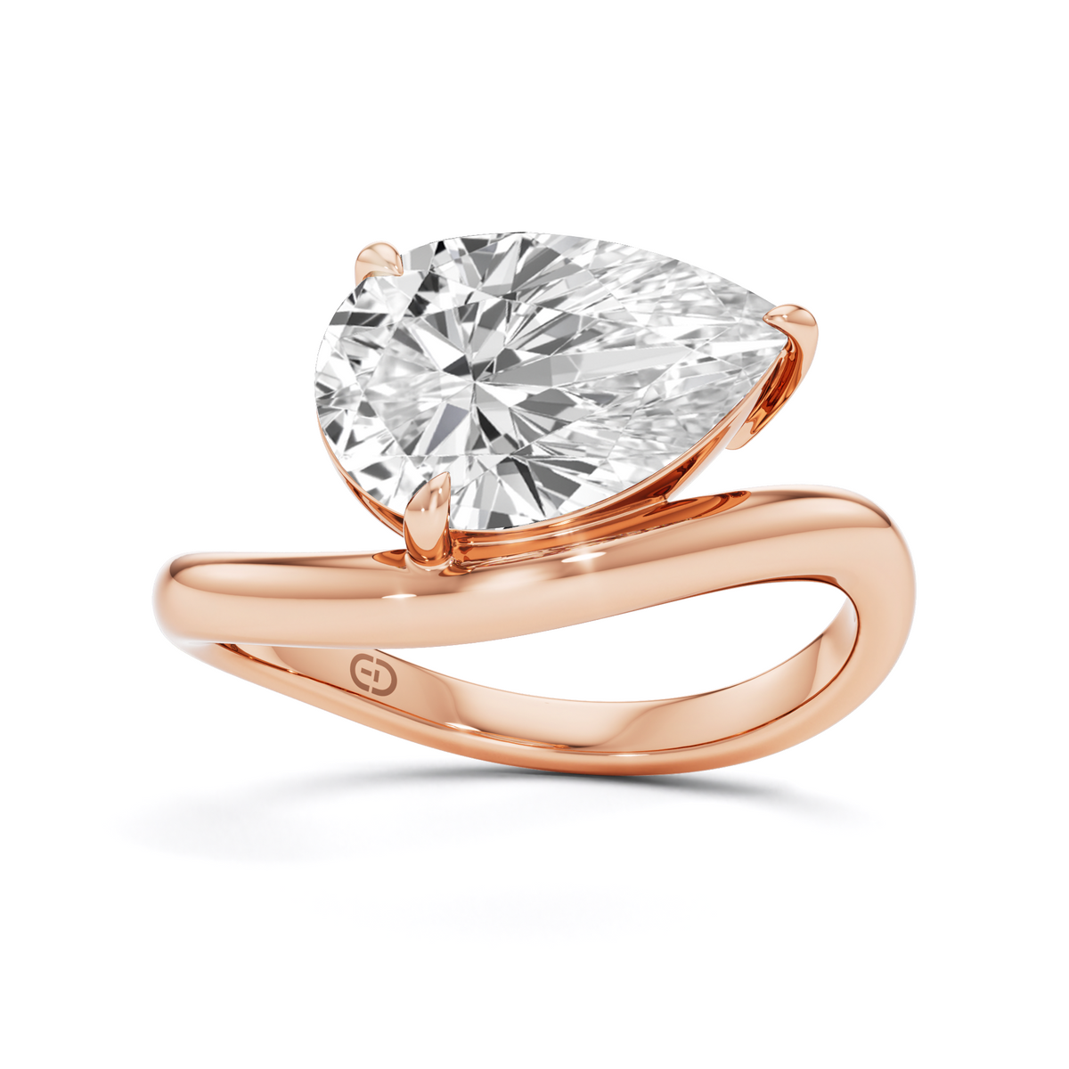 3 Carat Pear Lab-Grown Diamond Bypass Solitaire Ring – GrownńDiva