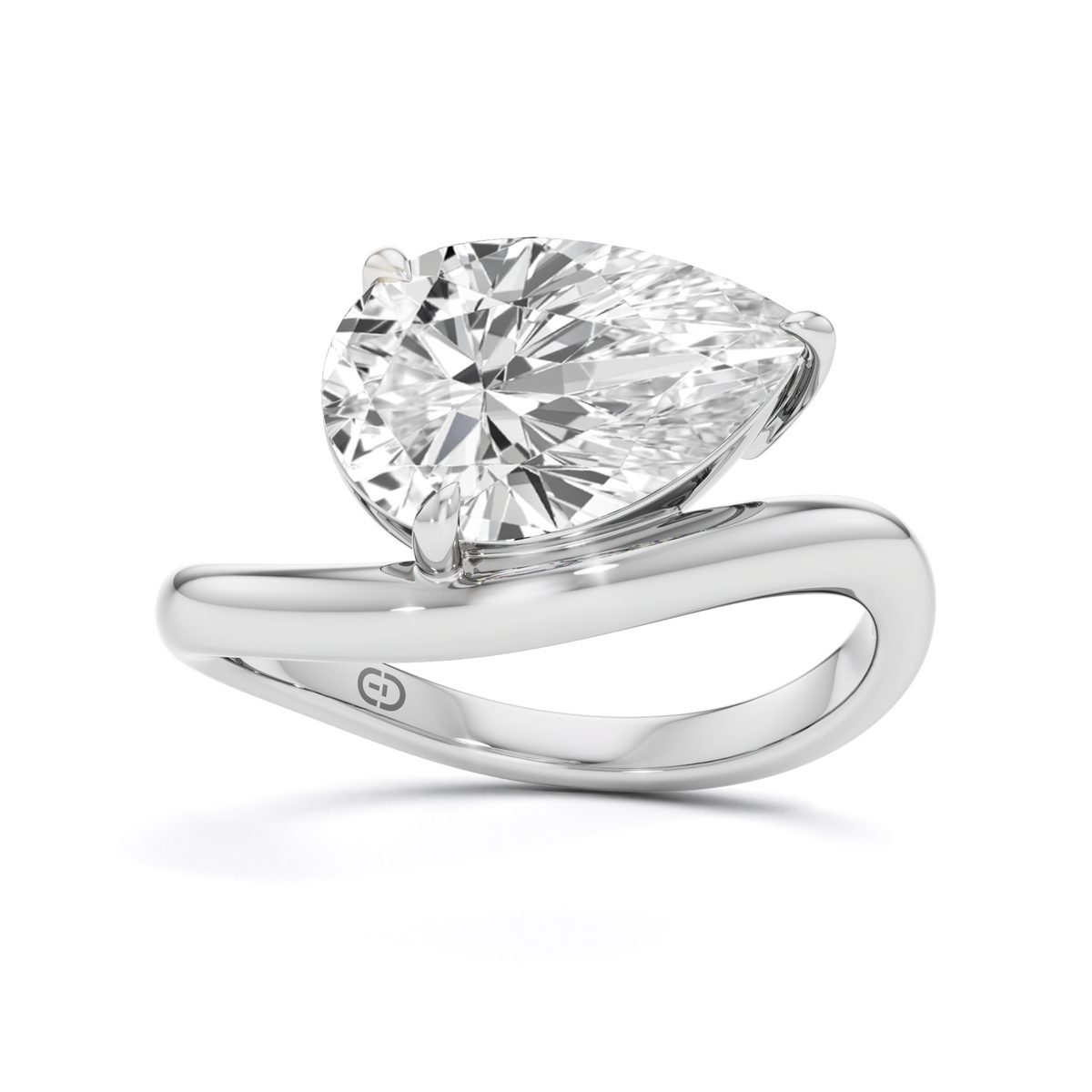 3 Carat Pear Lab-Grown Diamond Bypass Solitaire Ring – GrownńDiva