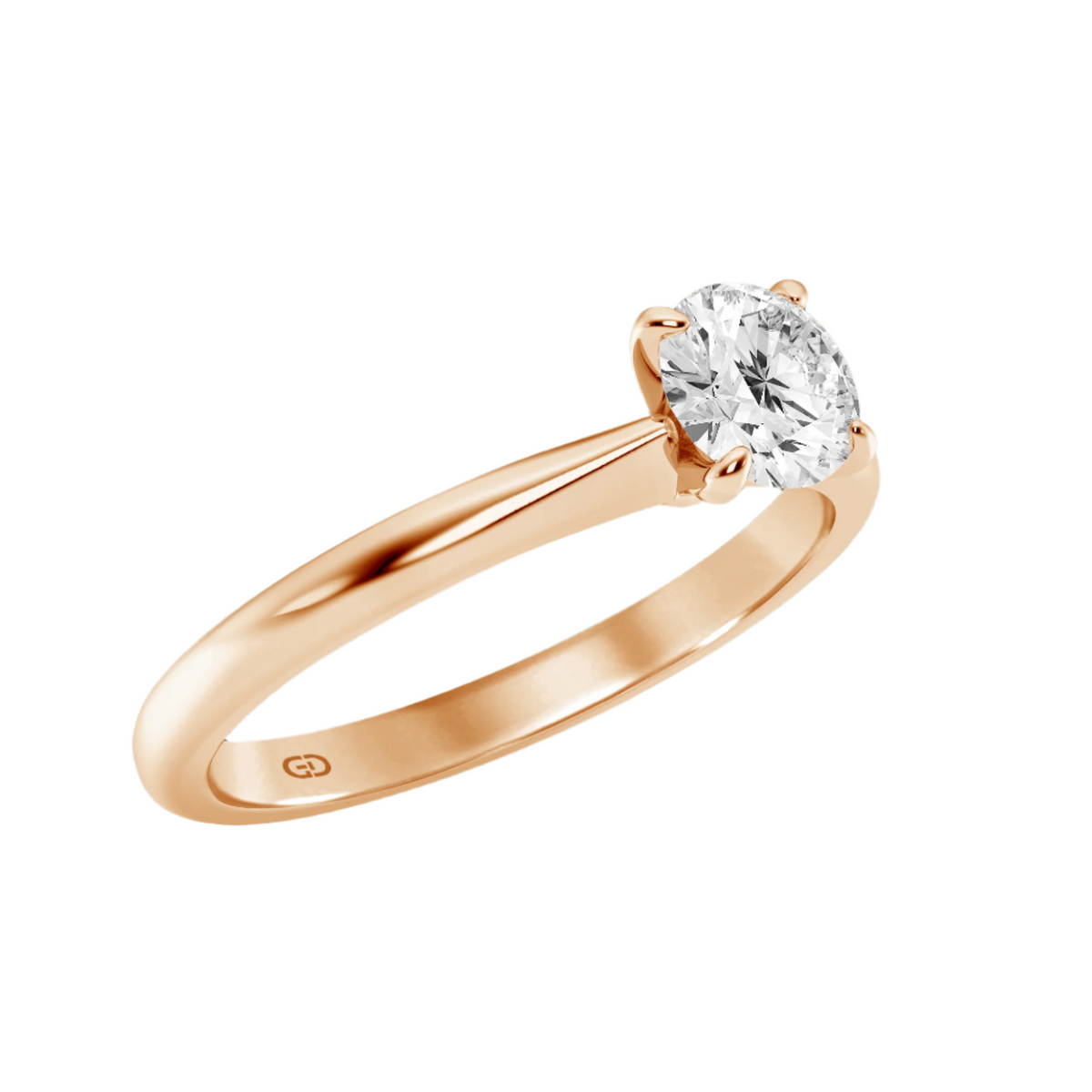 Gleaming Edge Solitaires Round Brilliant Cut Diamond - Ring - 10KT Gold
