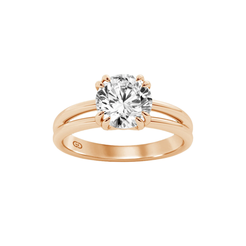 Serenity Round Brilliant Cut Solitaires Diamond in Silver 925 Ring with Gold Vermeil