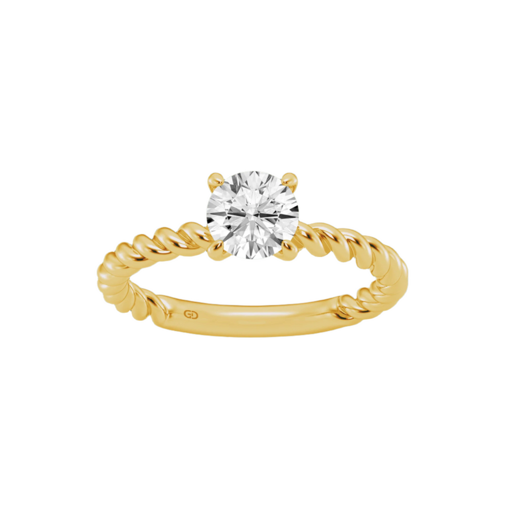 Eternal Twists Solitaire Ring in 10kt - Round Brilliant Cut - 2.00 cts