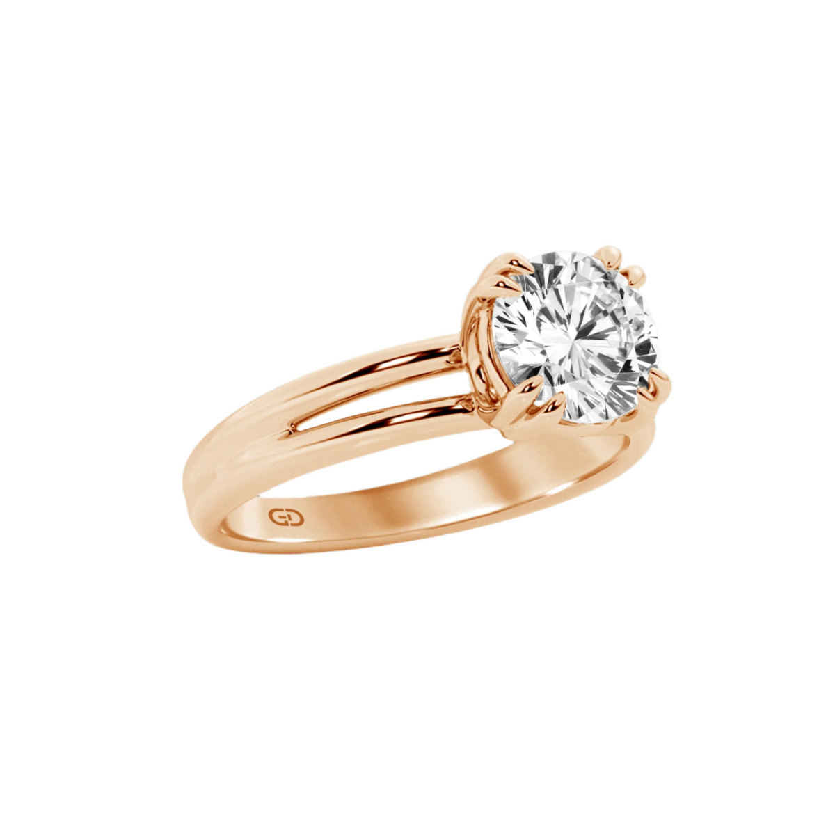 Serenity Round Brilliant Cut Solitaires in Silver 925 Ring with Gold Vermeil 2.00 ct