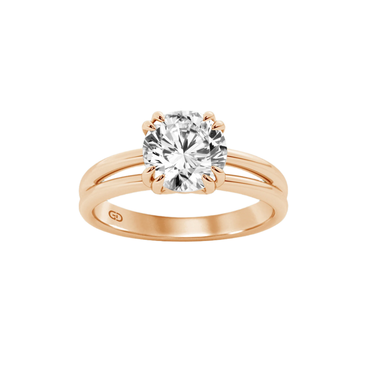 Serenity Round Brilliant Cut Solitaires in Silver 925 Ring with Gold Vermeil 2.00 ct