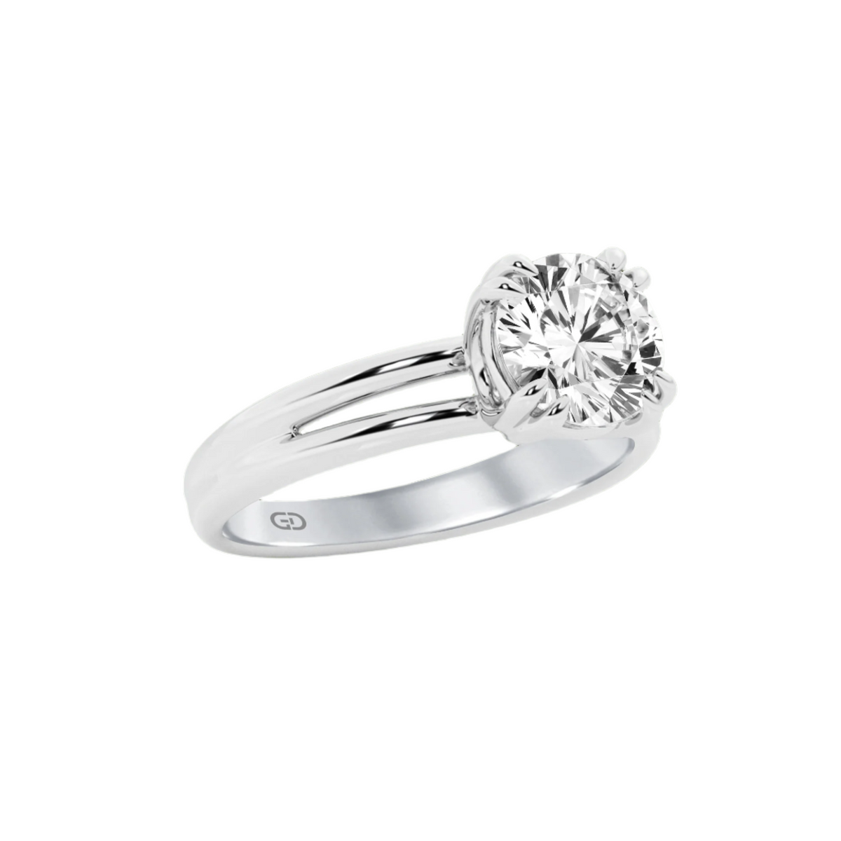 Serenity Round Brilliant Cut Solitaires in Silver 925 Ring with Gold Vermeil 2.00 ct