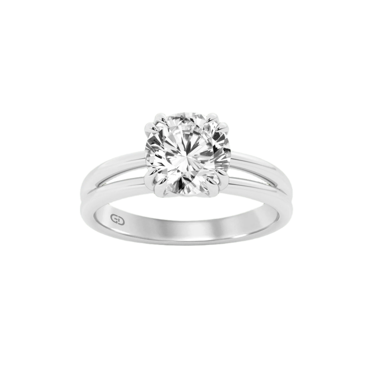 Serenity Round Brilliant Cut Solitaires in Silver 925 Ring with Gold Vermeil 2.00 ct