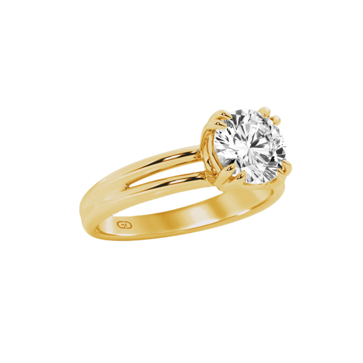 Serenity Round Brilliant Cut Solitaires in Silver 925 Ring with Gold Vermeil 2.00 ct