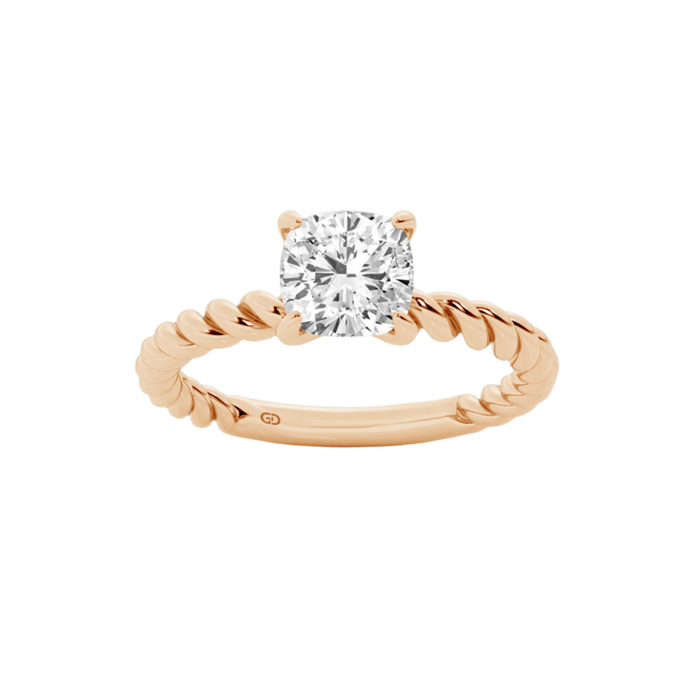 Serenity Cushion Diamond in Silver 925 Ring with Gold Vermeil