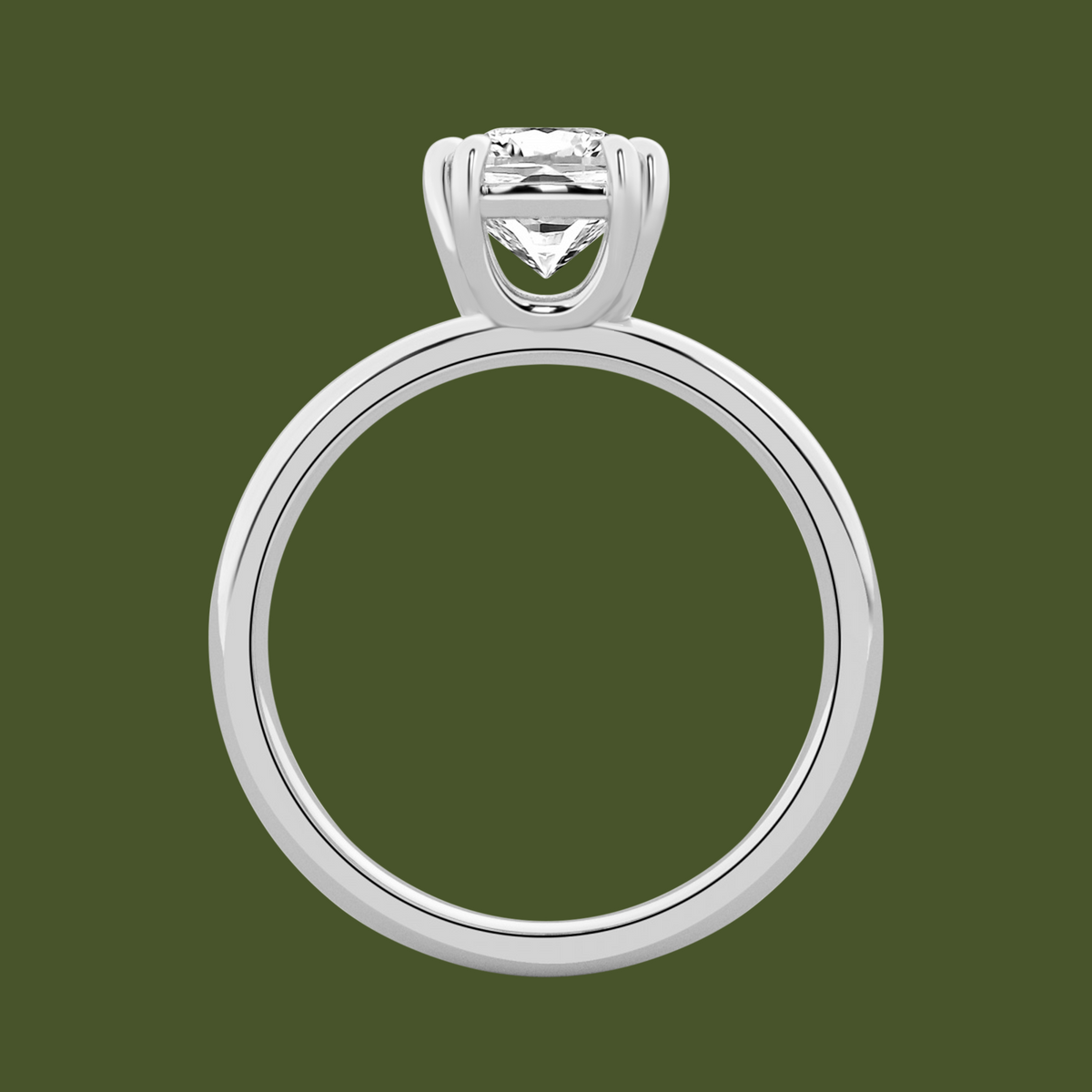 Serenity Solitaire Ring - Cushion Diamond in Silver 925 Ring with Gold Vermeil
