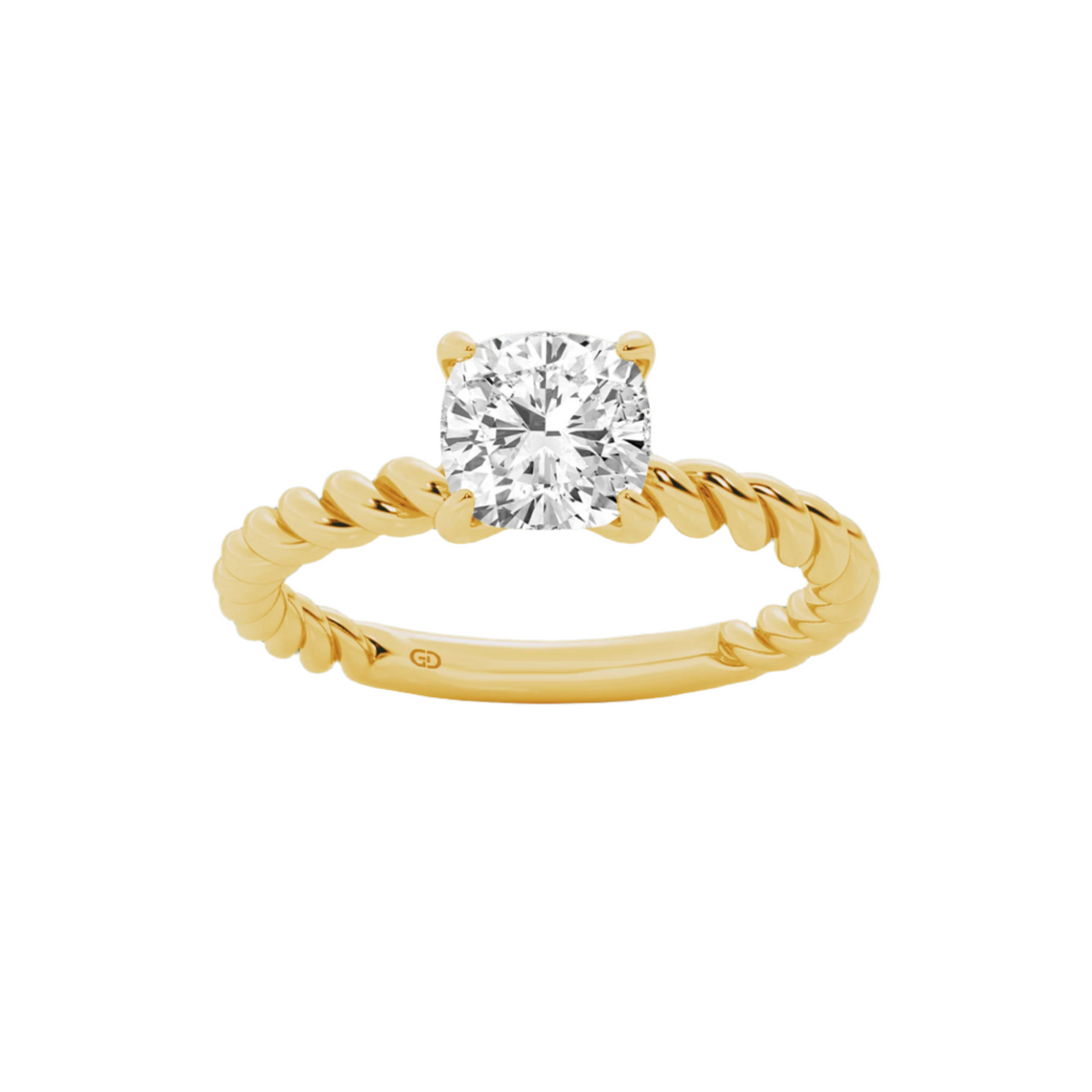 Serenity Cushion Diamond in Silver 925 Ring with Gold Vermeil