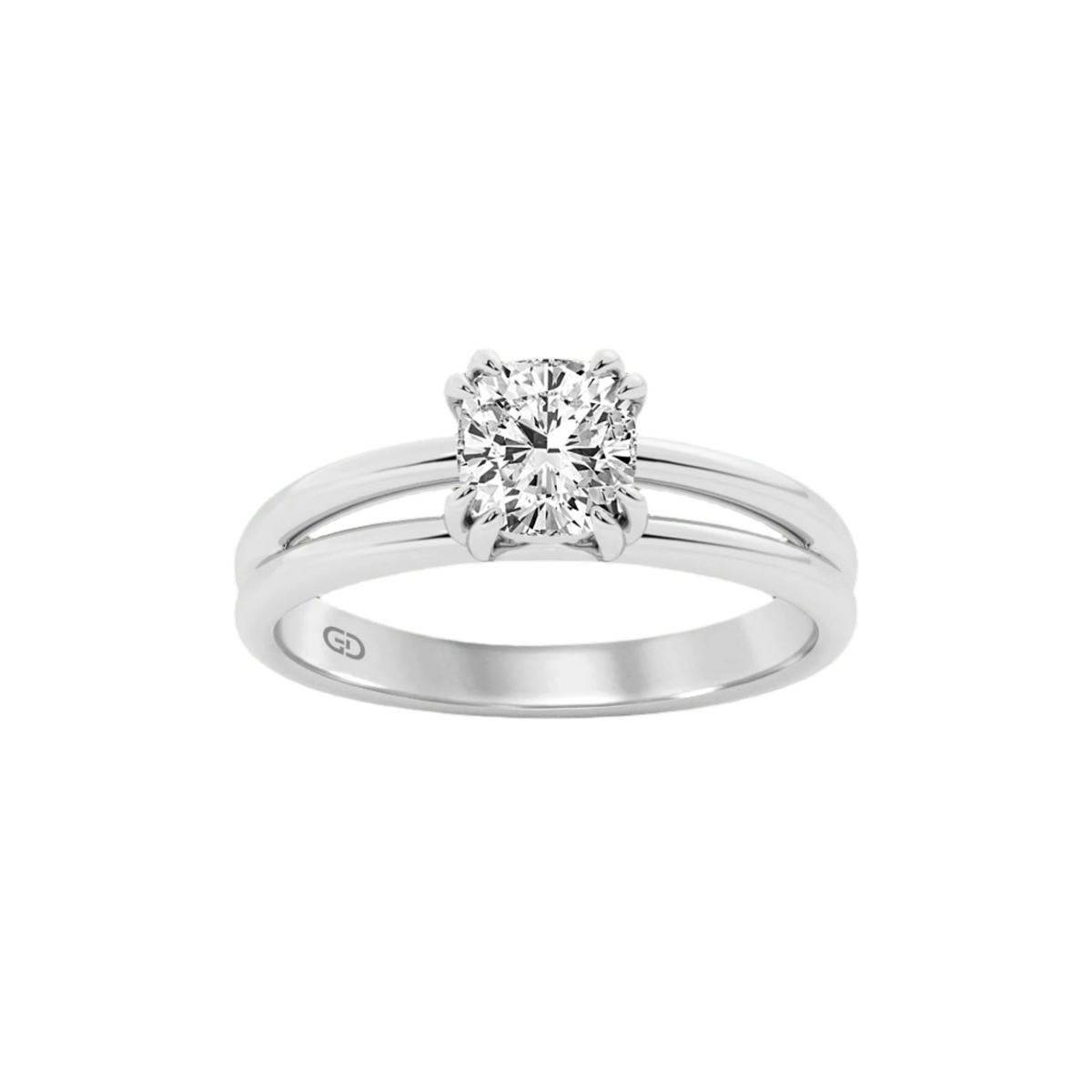 Serenity Split Shank Rings in 10kt Gold - Cushion Cut - 2.00 cts