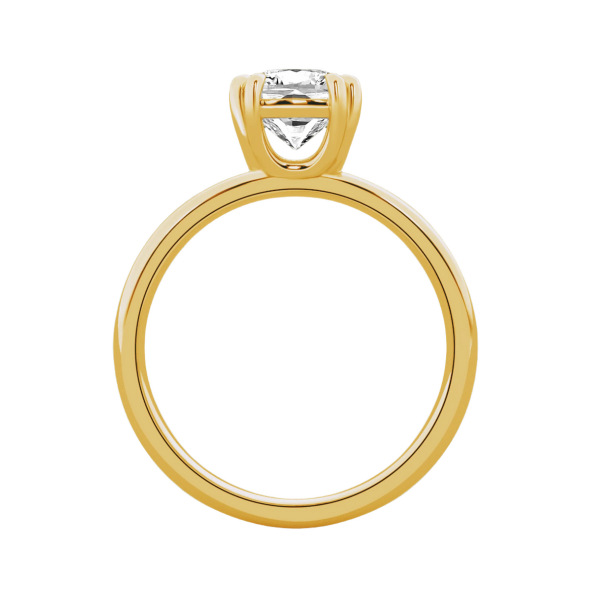 Serenity Solitaire Ring - Cushion Diamond in Silver 925 Ring with Gold Vermeil 2.00 cts