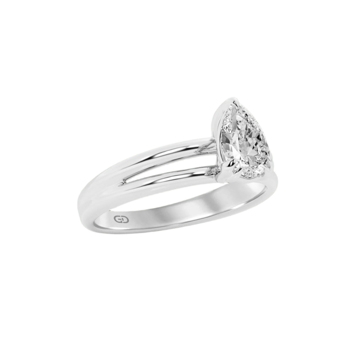 Serenity Split Shank Rings in 10kt Gold - Pear Cut