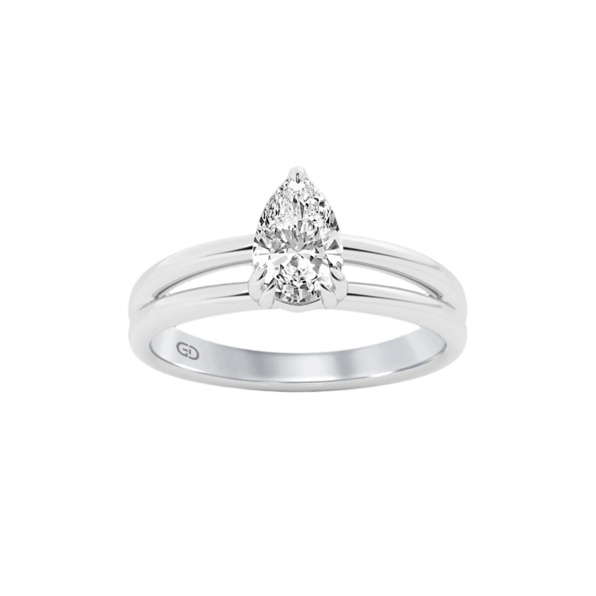 Serenity Split Shank Rings in 10kt Gold - Pear Cut