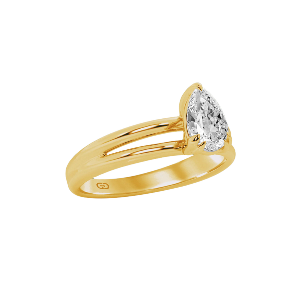 Serenity Split Shank Rings in 10kt Gold - Pear Cut