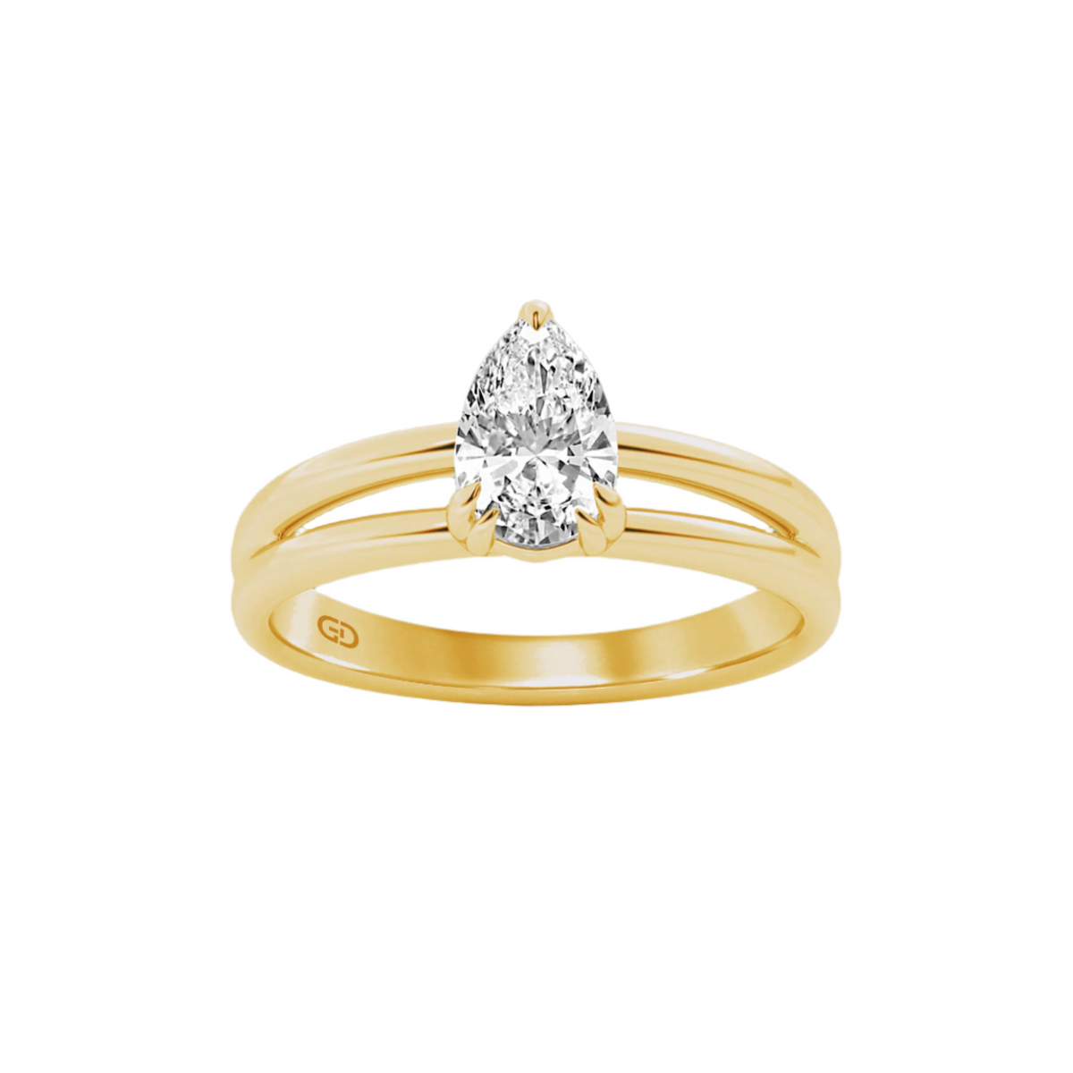 Serenity Split Shank Rings in 10kt Gold - Pear Cut