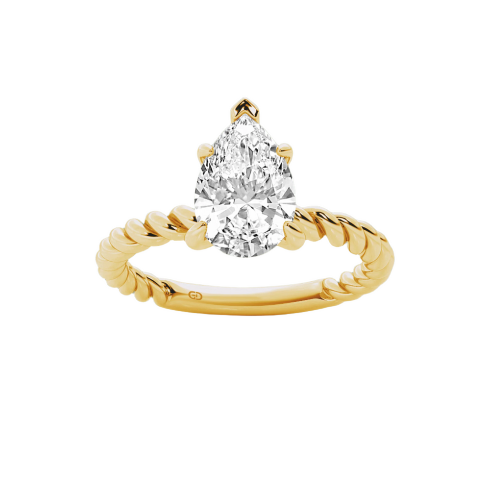 Eternal Twists Solitaire Ring in 10kt - Pear Brilliant Cut