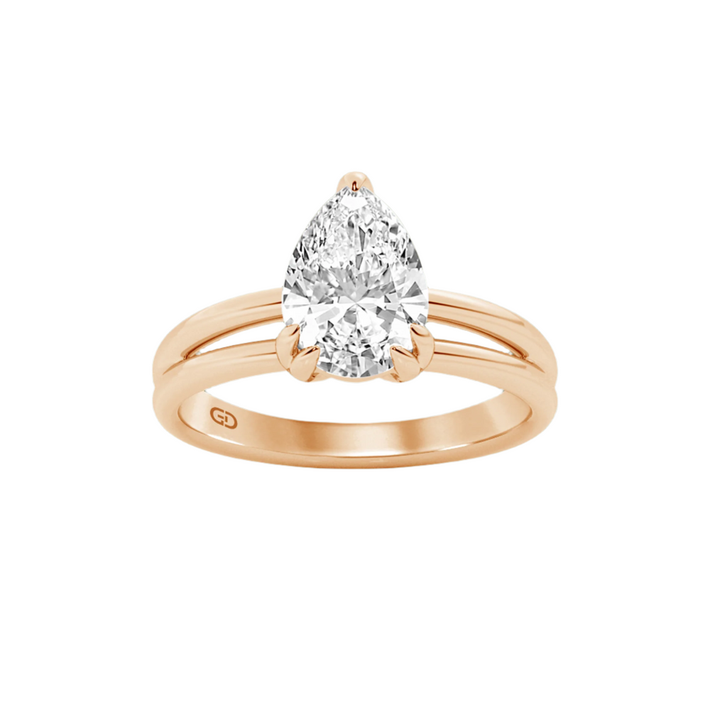 Serenity Split Shank Rings in 10kt Gold - Pear Cut - 2.00 cts