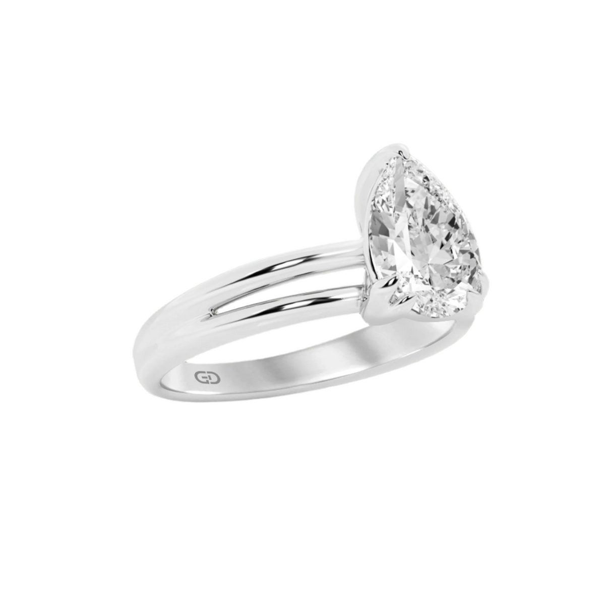 Serenity Pear Cut Diamond in Silver 925 Ring with Gold Vermeil 2.00 ct