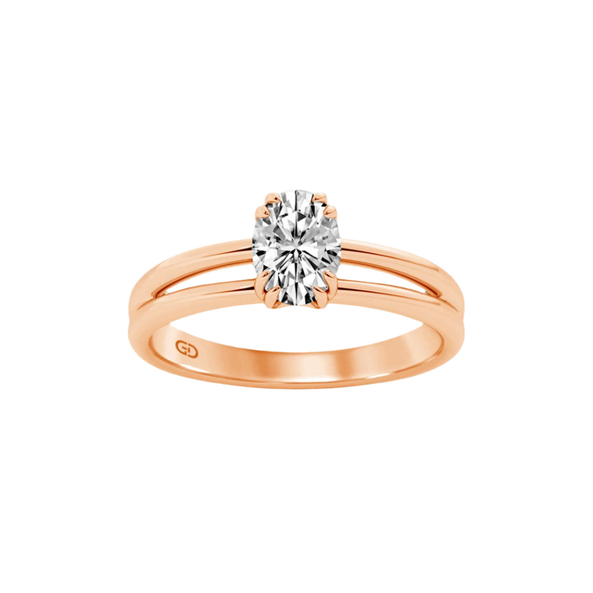 Serenity Split Shank Rings in 10kt Gold - Oval Cut