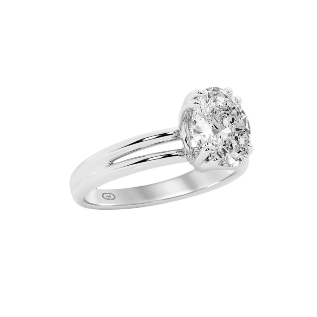 Serenity Ring Oval Diamond in Silver 925 Ring with Gold Vermeil 2.00 ct