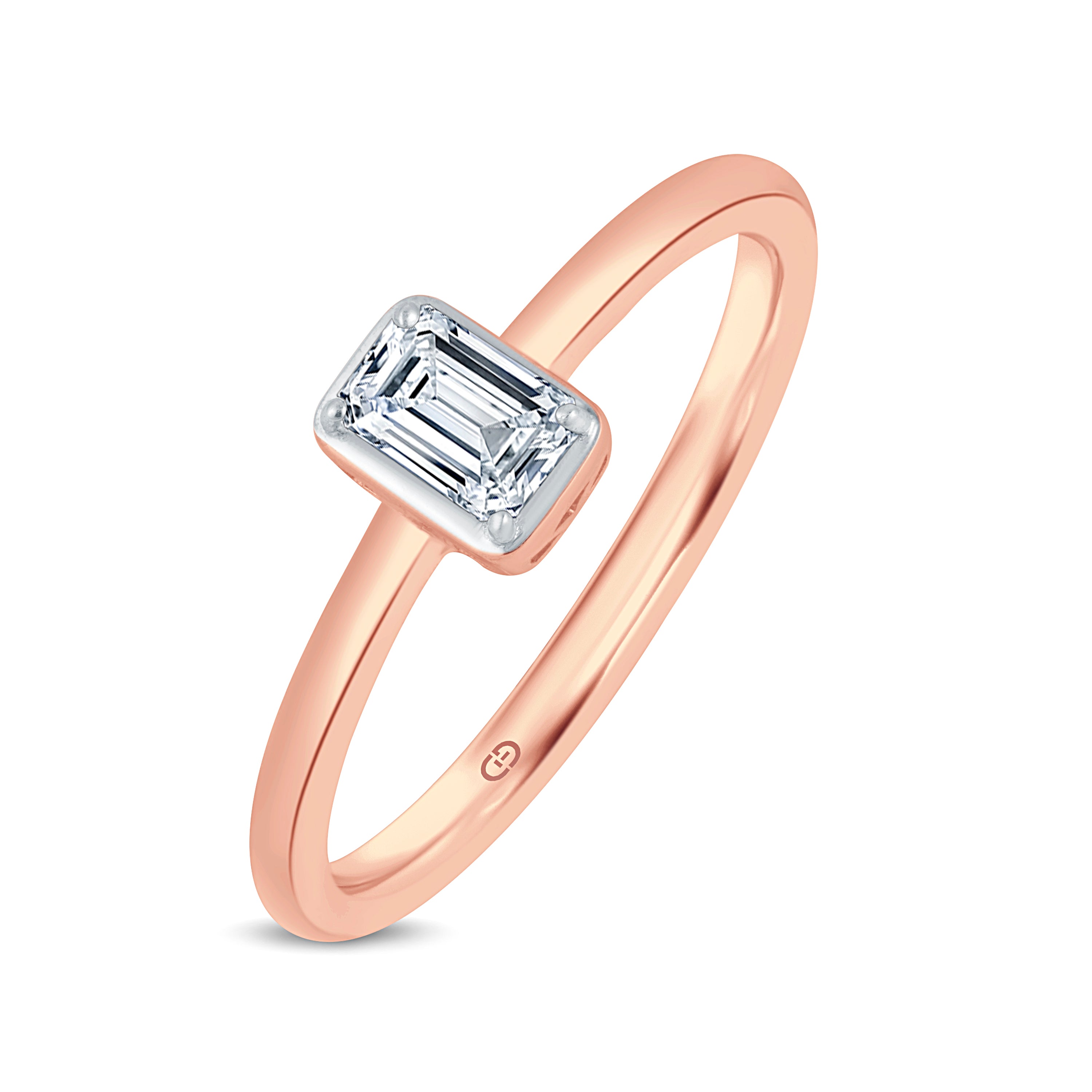 GrownńDiva 0.30 CT Emerald Cut Lab Diamond Solitaire Ring | Bezel Set