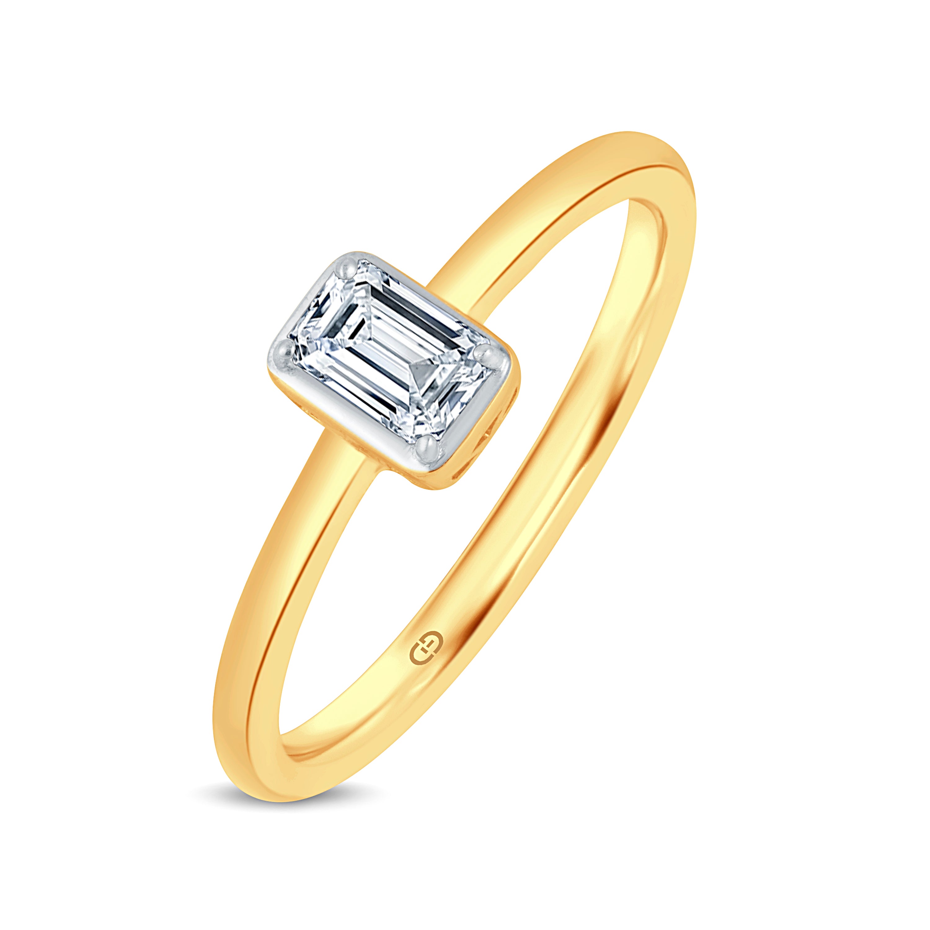 GrownńDiva 0.30 CT Emerald Cut Lab Diamond Solitaire Ring | Bezel Set