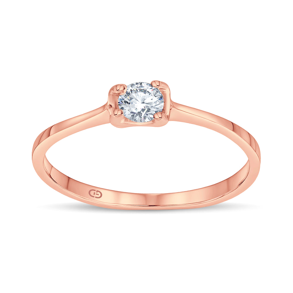 Dainty Solitaire Lab Grown Diamond Promise Ring | 0.18 Cts | 18KT Vermeil on 925 Silver