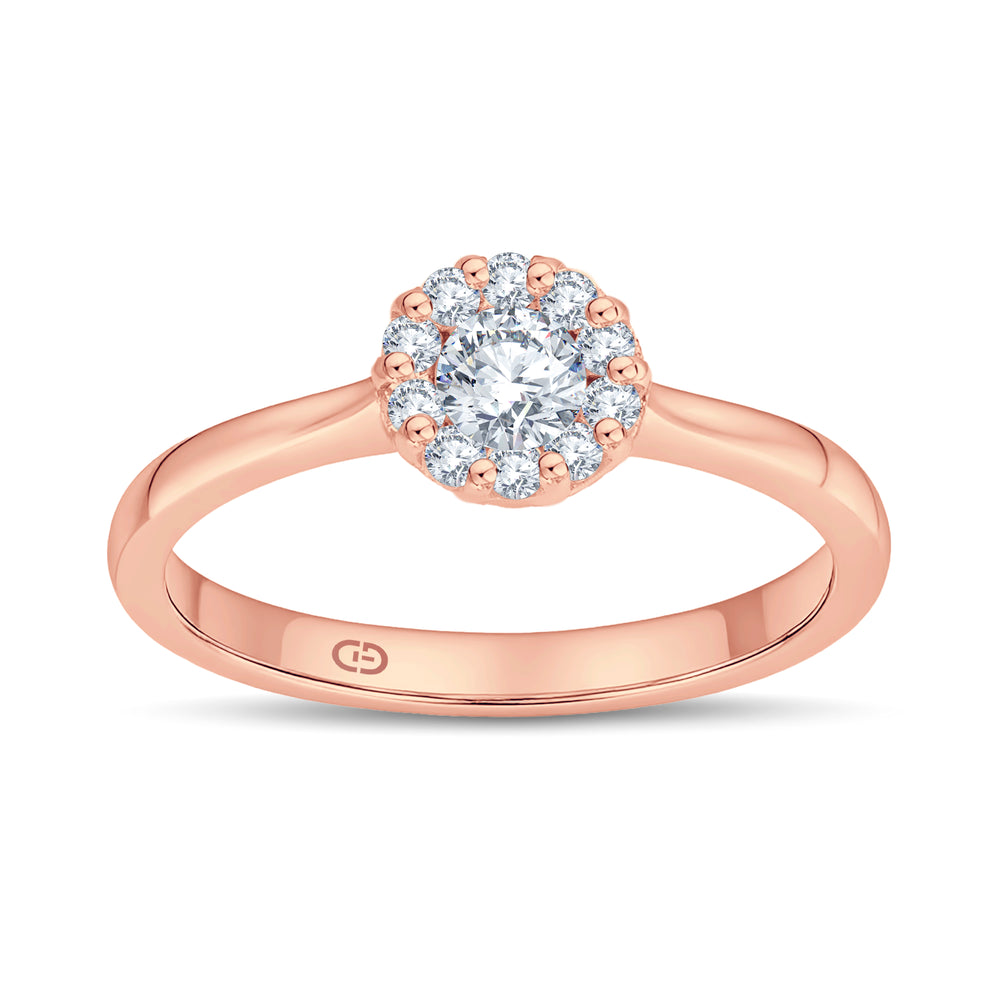 Regal Halo Solitaire Ring | 0.40 Cts Lab Diamond | 18KT Vermeil on 925 Silver
