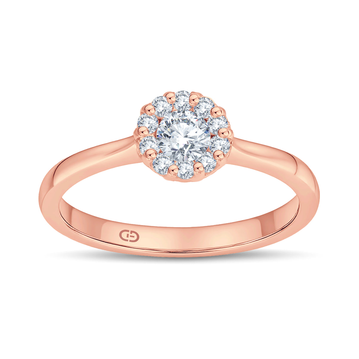 Regal Halo Solitaire Ring | 0.40 Cts Lab Diamond | 18KT Vermeil on 925 Silver