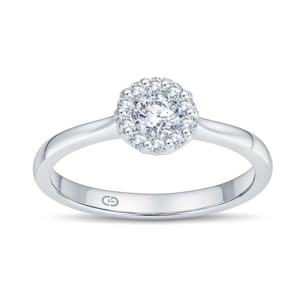 Regal Halo Solitaire Ring | 0.40 Cts Lab Diamond | 18KT Vermeil on 925 Silver
