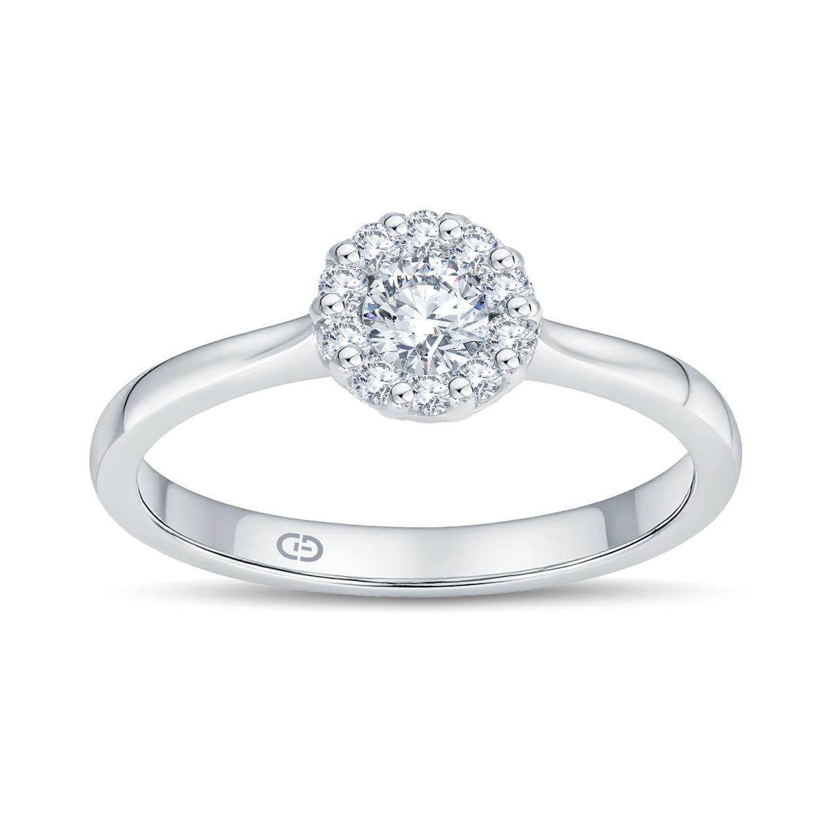 Regal Halo Solitaire Ring | 0.40 Cts Lab Diamond | 18KT Vermeil on 925 Silver