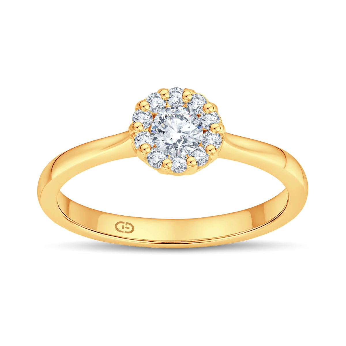 Regal Halo Solitaire Ring | 0.40 Cts Lab Diamond | 18KT Vermeil on 925 Silver