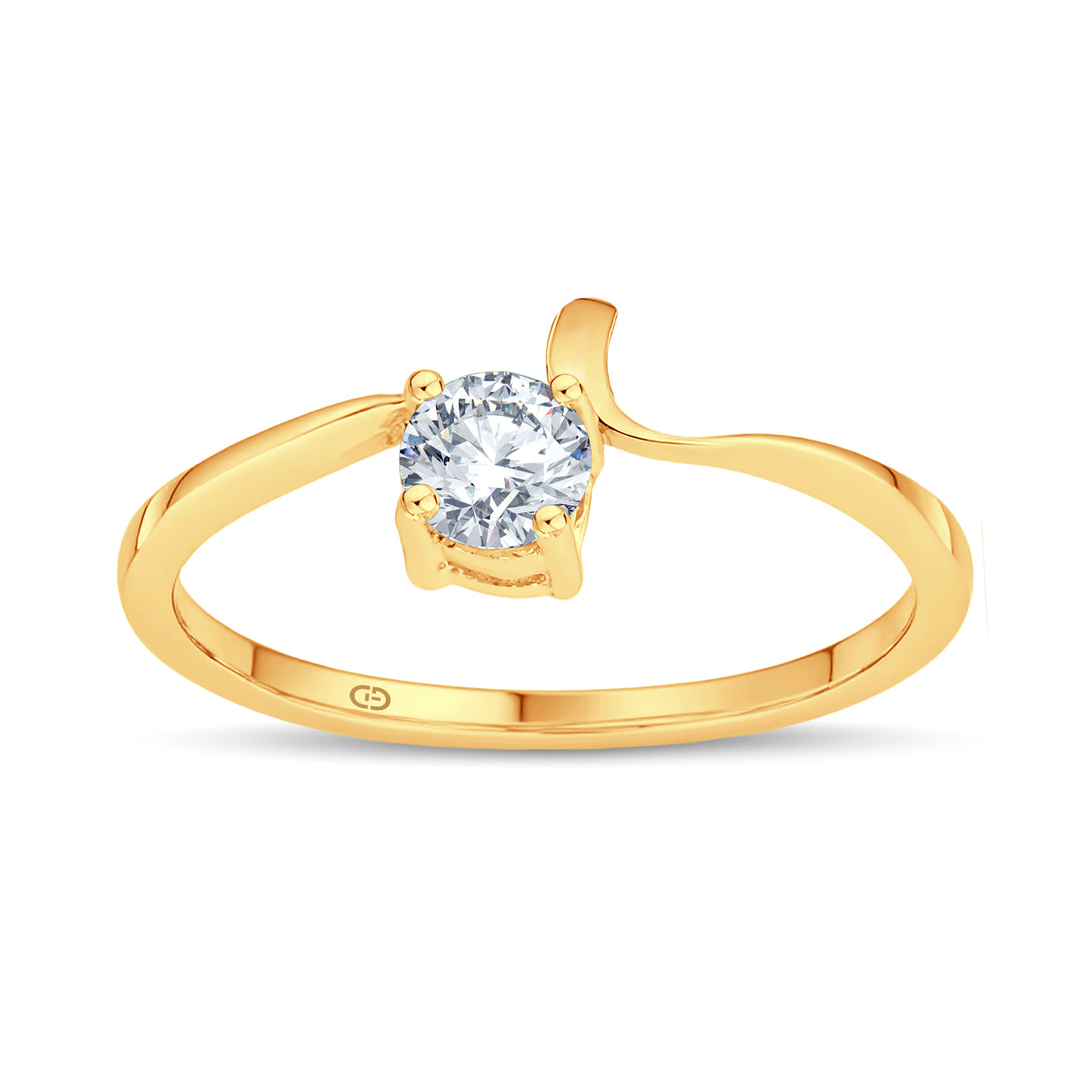Sculpted Solitaire Lab Diamond Ring | 0.25 Cts | 18KT Vermeil on 925 Silver