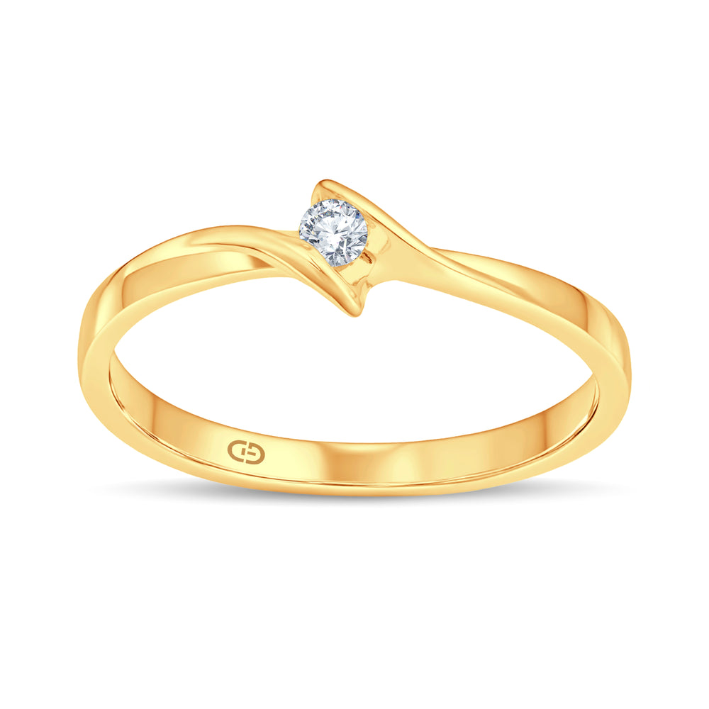 Graceful Twist Lab Diamond Ring | 0.10 Cts | 925 Silver with 18KT Vermeil