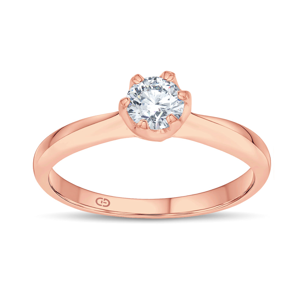Grand Classic Solitaire Ring | 0.50 Cts Lab Diamond | 18KT Vermeil on 925 Silver.Grown Diva