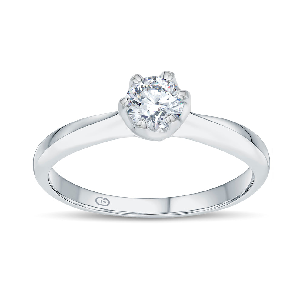 Grand Classic Solitaire Ring | 0.50 Cts Lab Diamond | 18KT Vermeil on 925 Silver.Grown Diva