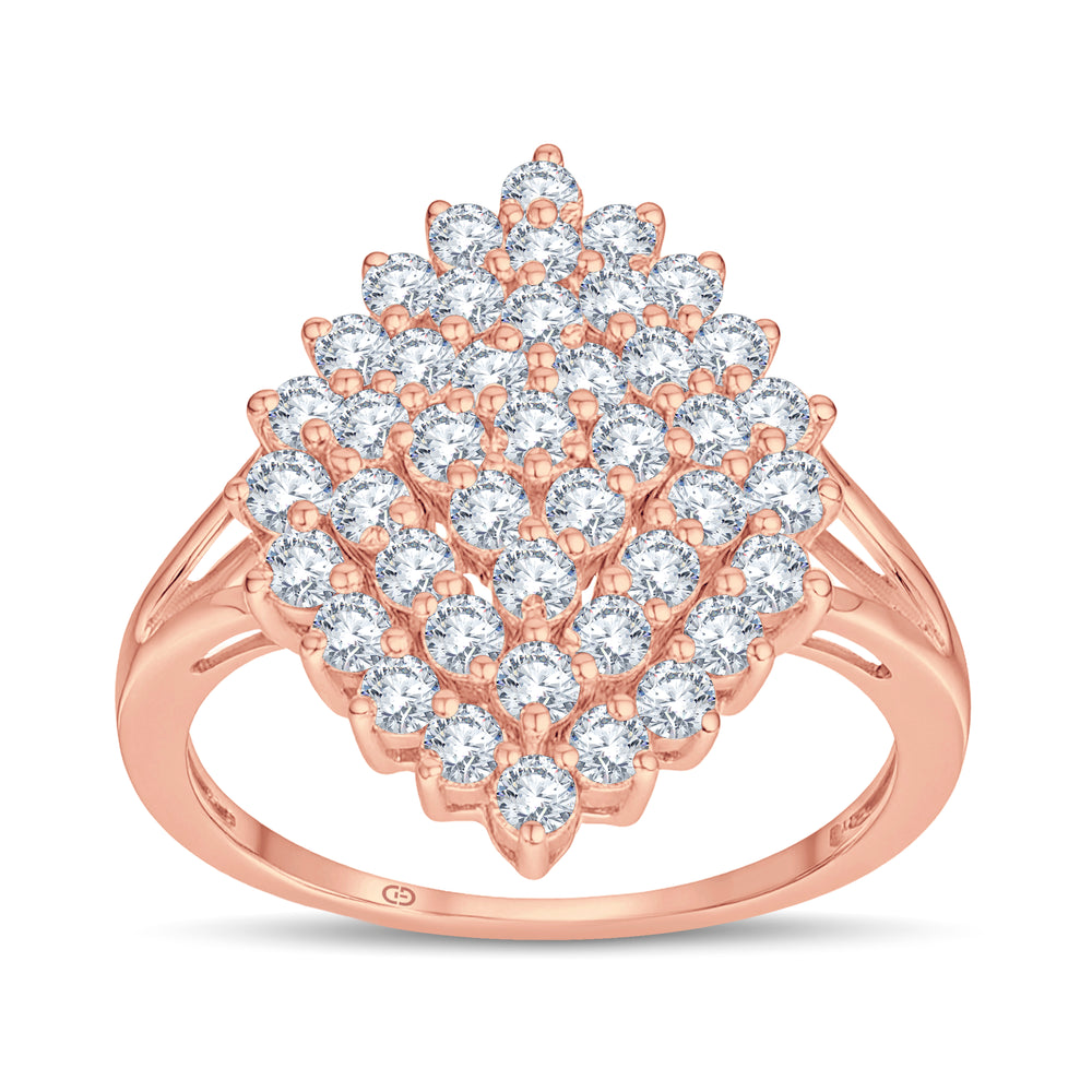 Statement Cluster Diamond Ring in 925 Silver 18KT Vermeil Gold Micron with 1.00 CT Lab Diamonds