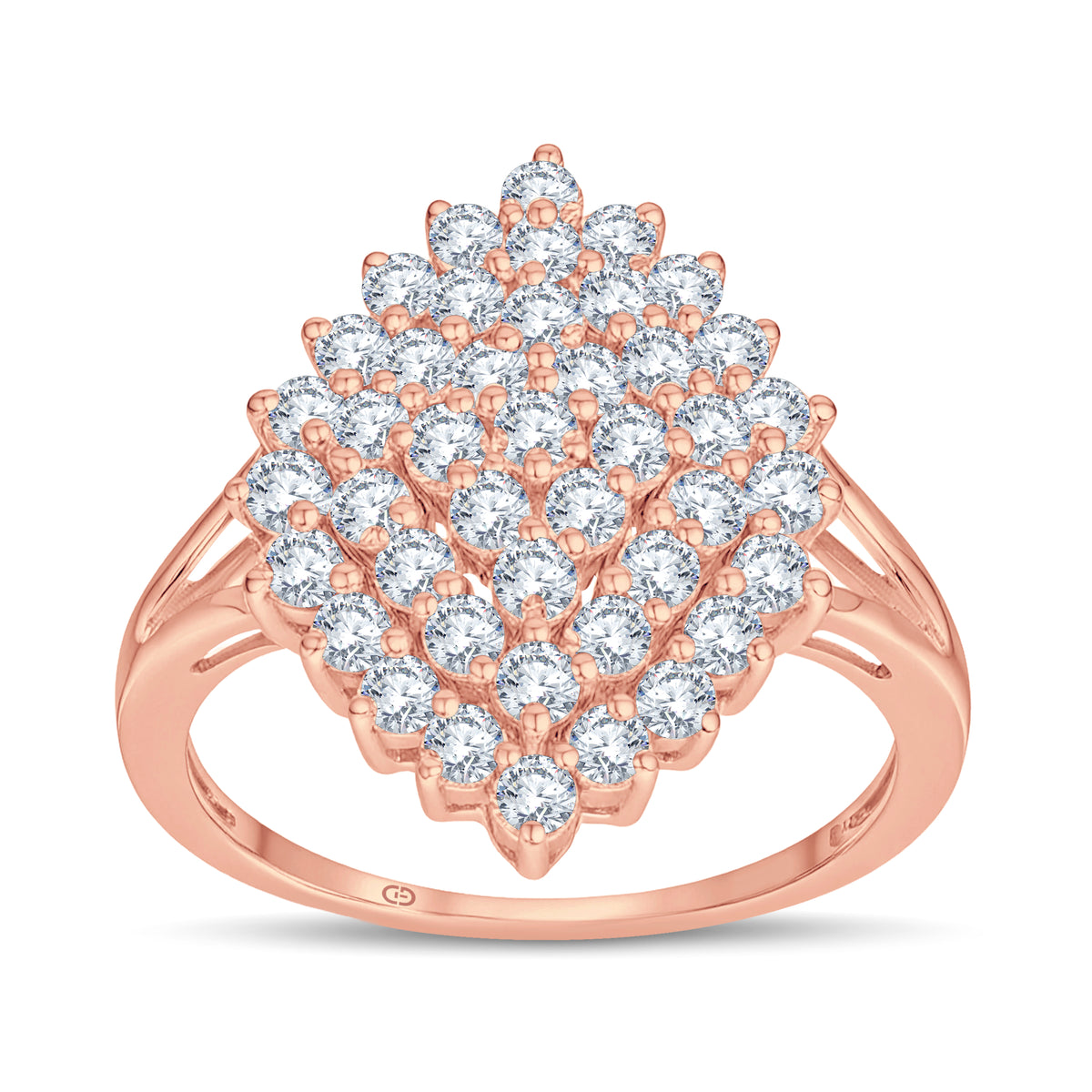 Statement Cluster Diamond Ring in 925 Silver 18KT Vermeil Gold Micron with 1.00 CT Lab Diamonds