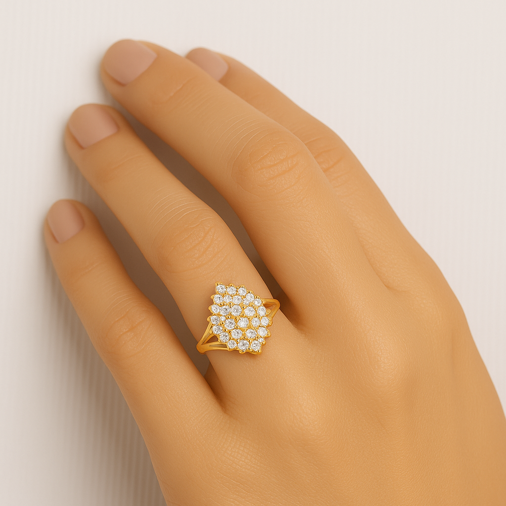 Statement Cluster Diamond Ring in 925 Silver 18KT Vermeil Gold Micron with 1.00 CT Lab Diamonds