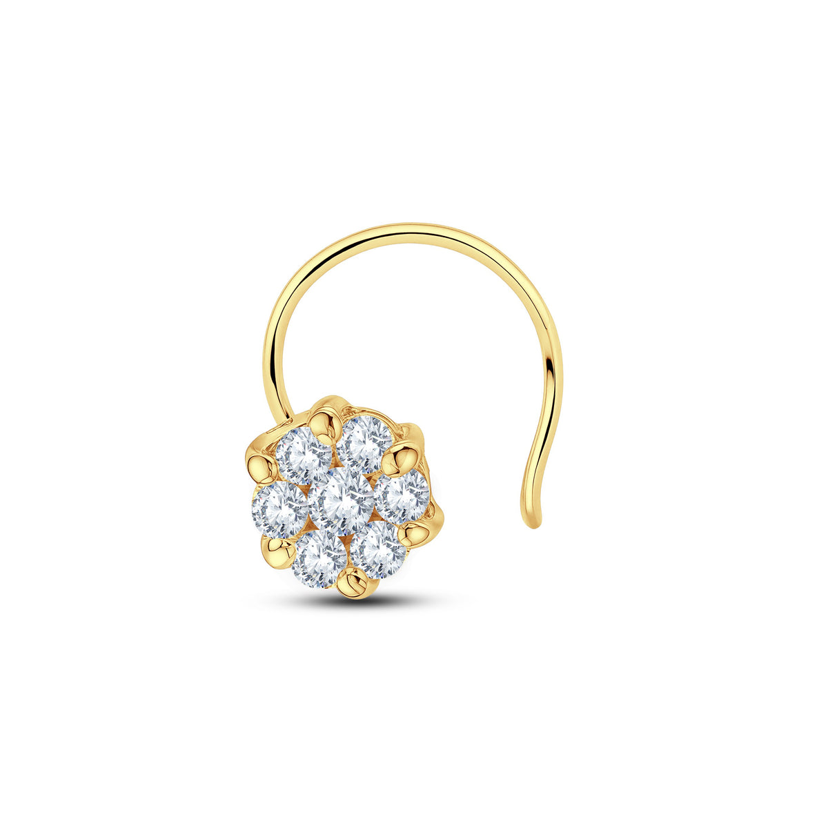 Classic Cluster Lab Diamond Nosepin | 0.05 Cts | 925 Silver with 18KT Gold Vermeil.GrownnDiva
