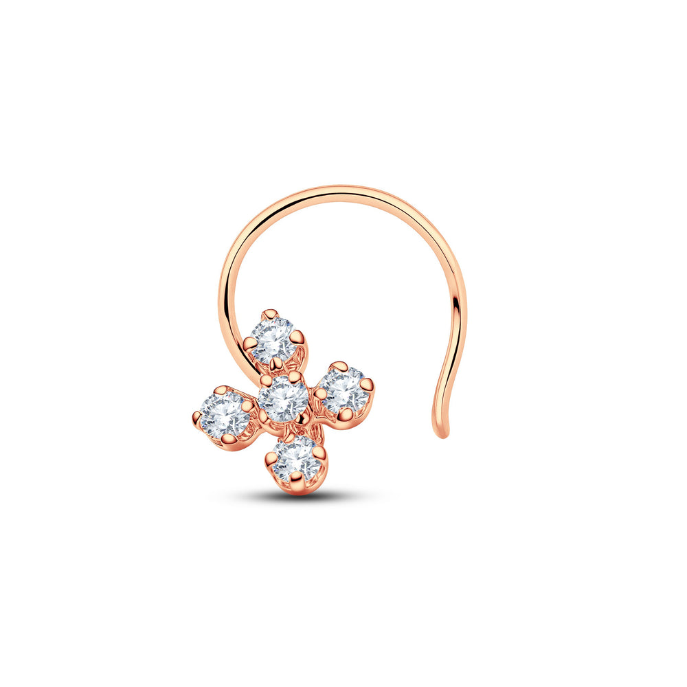 Floral Radiance Lab Diamond Nosepin | 0.15 Cts | 925 Silver with 18KT Gold Vermeil.Grown Diva