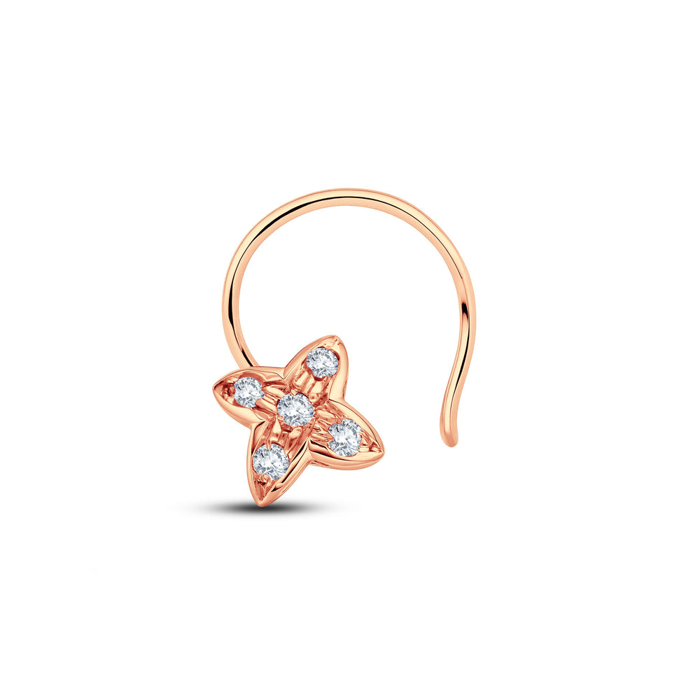 Petite Floral Lab Diamond Nosepin | 0.03 Cts | 925 Silver with 18KT Gold Vermeil.Grown Diva